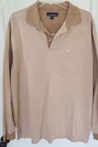 Men's Faconnable Striped Long Sleeve Polo Shirt